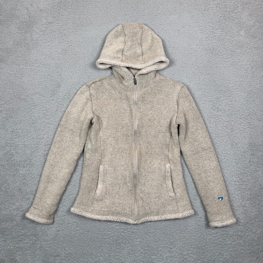 Kuhl Kids XL 14 Full Zip Fleece Hoodie Oatmeal Heather Sweater Knit Jacket 4909